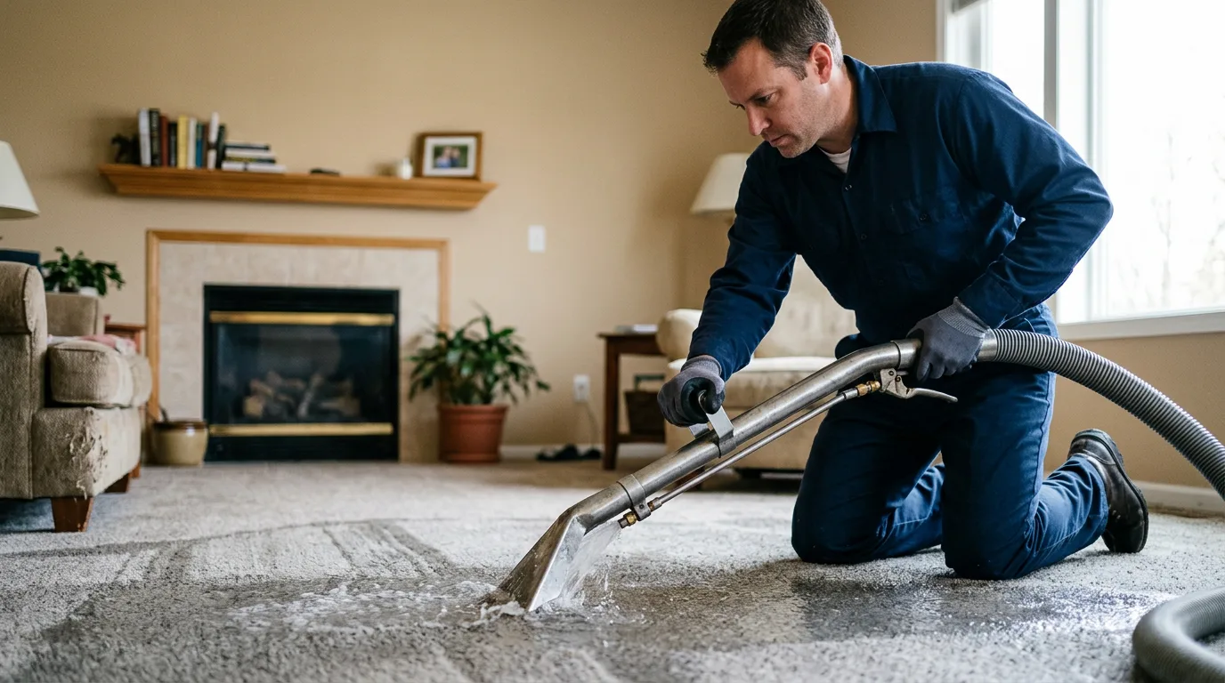 Water damage restoration technician working near Hawthorne, WI